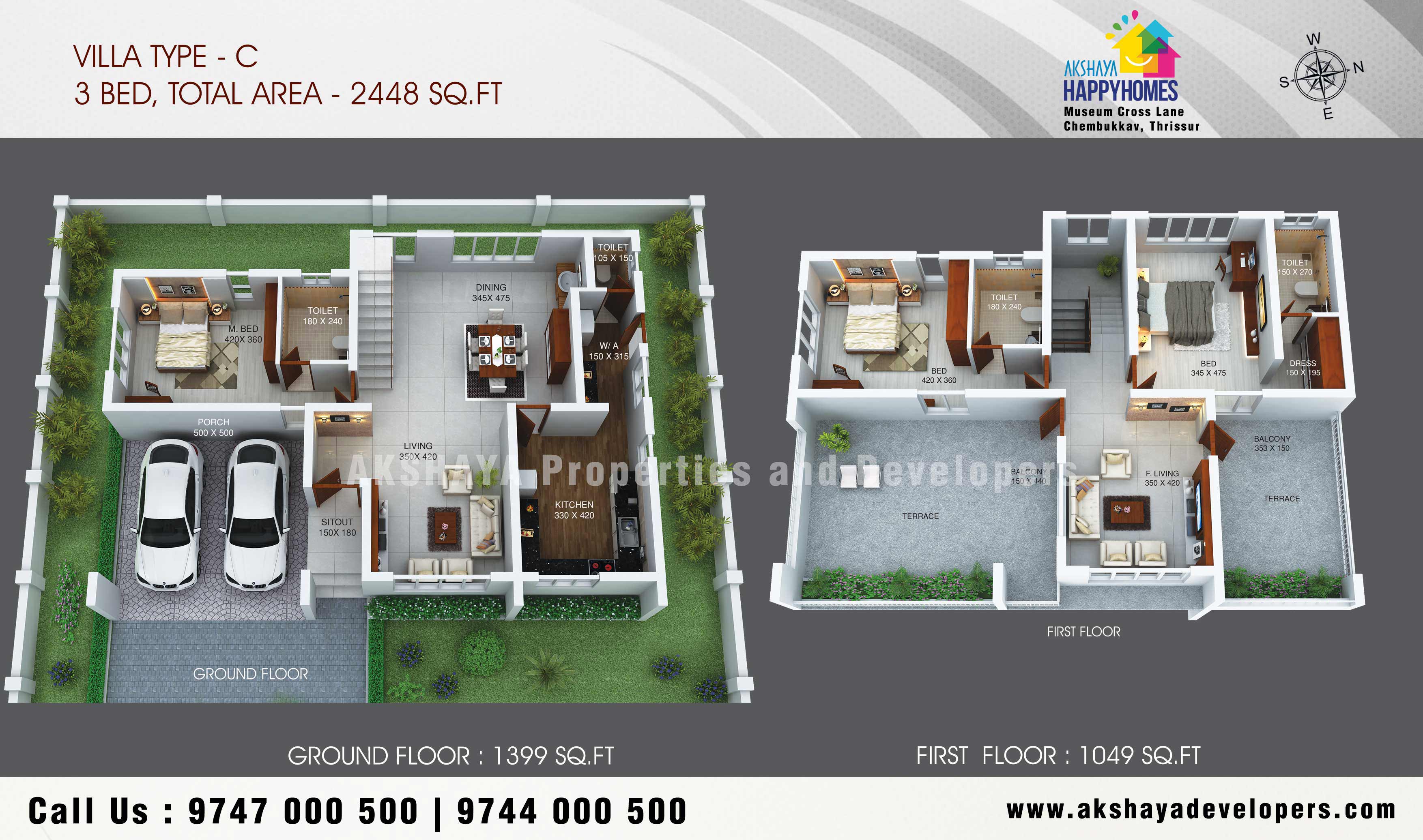 2400sqft villa in thrissur
