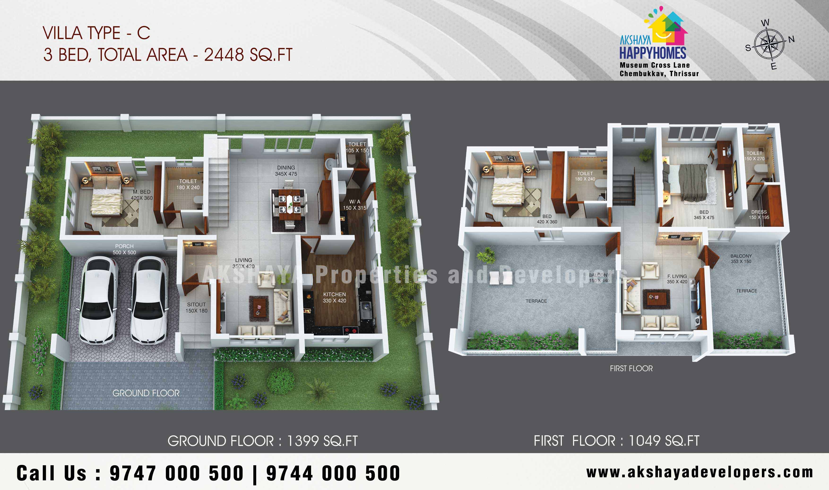 2400sqft villa in thrissur